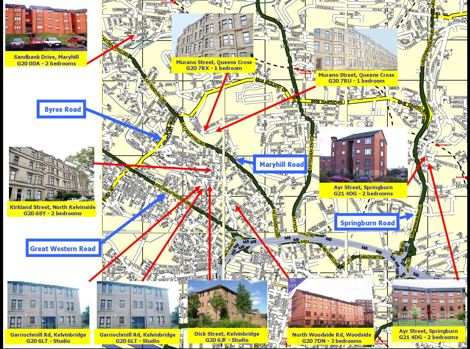 Location of rental properties in Glasgow